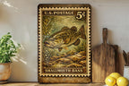 Smallmouth Bass Vintage Stamp Style Metal Sign, Fishing Cabin Decor, Angler Gift, Lake House Wall Sign — photo 2