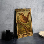 Carolina Wren Vintage Stamp Style Metal Sign, Backyard Bird Decor, Songbird Nature Wall Plaque, Bird Lover Gift — photo 4