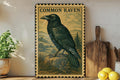 Common Raven Vintage Stamp Style Metal Sign, Raven Bird Wall Decor, Gothic Nature Wildlife Sign, Rustic Cabin Lodge Plaque — photo 1