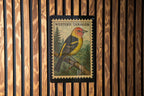 Western Tanager Vintage Stamp Style Metal Sign, Songbird Birdwatching Decor, Nature Cabin Lodge Wall Plaque — photo 1