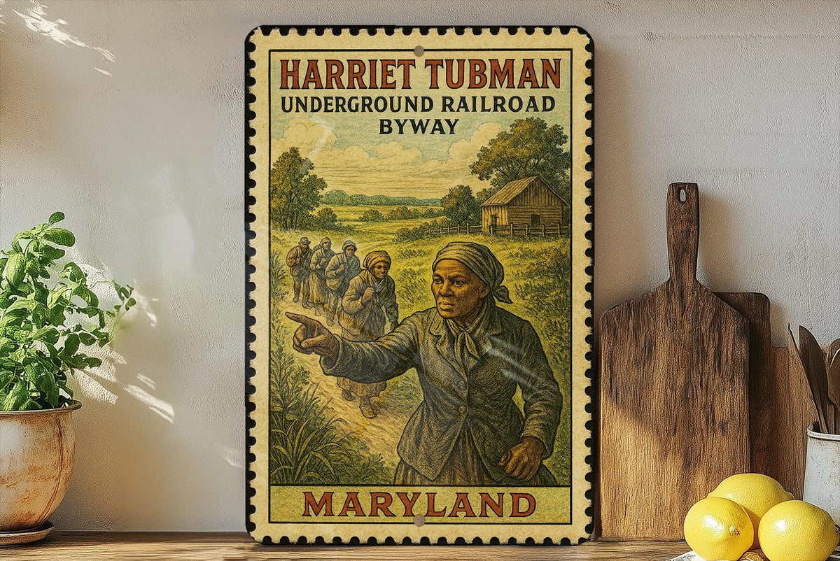 Harriet Tubman Underground Railroad Byway Maryland Vintage Stamp Style Metal Sign Historical Travel Landmark Decor — photo 1