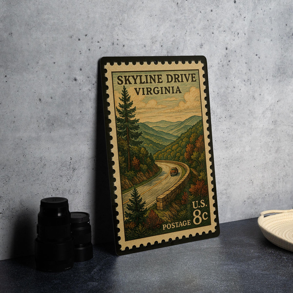 Vintage Stamp Style Skyline Drive Virginia Metal Sign, Shenandoah National Park Scenic Road Souvenir Wall Decor — photo 4