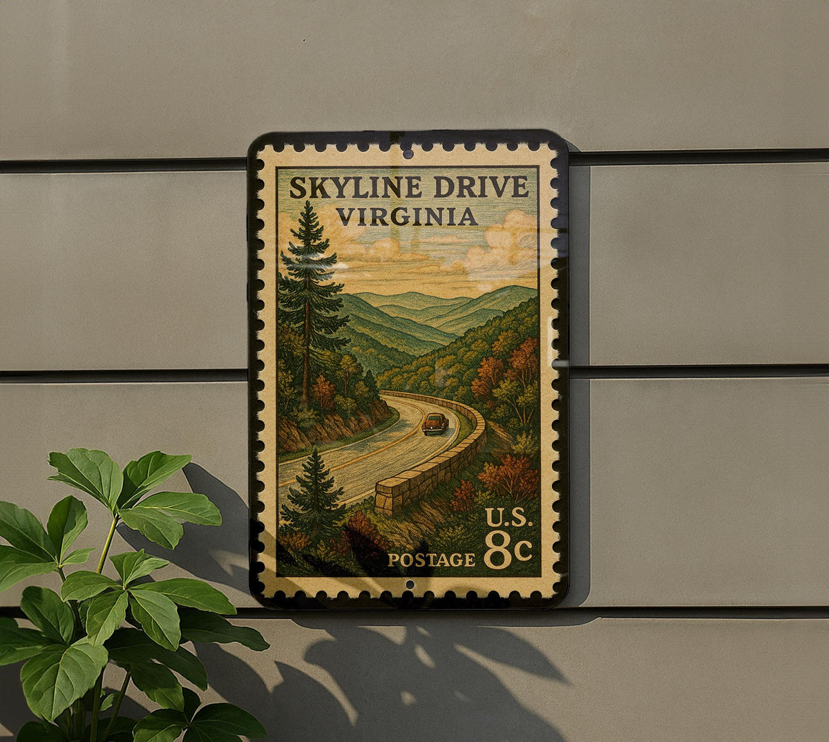 Vintage Stamp Style Skyline Drive Virginia Metal Sign, Shenandoah National Park Scenic Road Souvenir Wall Decor — photo 5