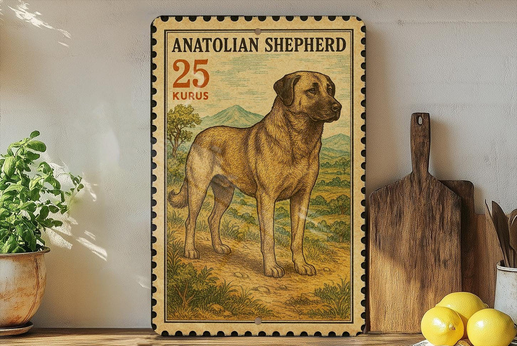 Anatolian Shepherd Dog Vintage Stamp Style Metal Sign, Livestock Guardian Dog Decor, Farmhouse Ranch Wall Plaque, Gift for Dog Lovers — photo 1