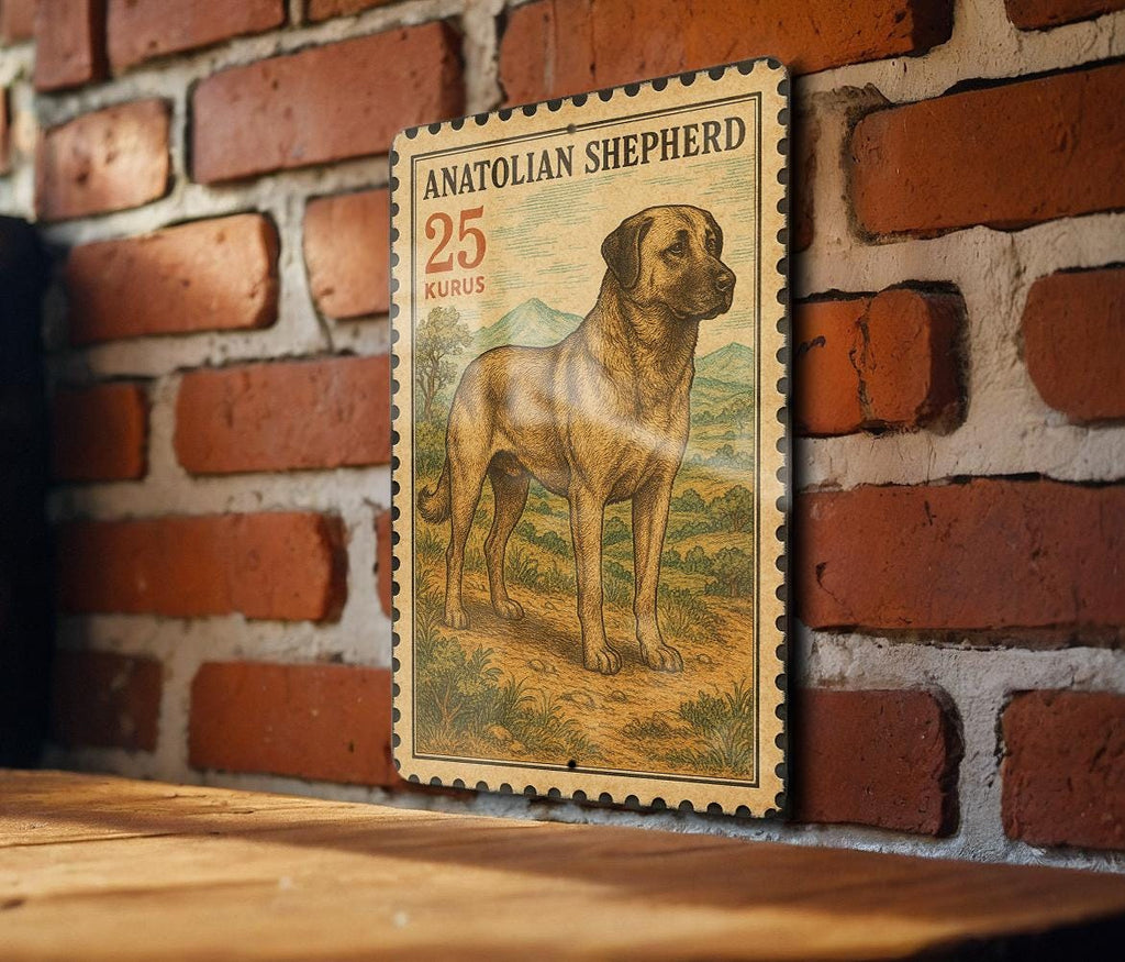 Anatolian Shepherd Dog Vintage Stamp Style Metal Sign, Livestock Guardian Dog Decor, Farmhouse Ranch Wall Plaque, Gift for Dog Lovers — photo 3