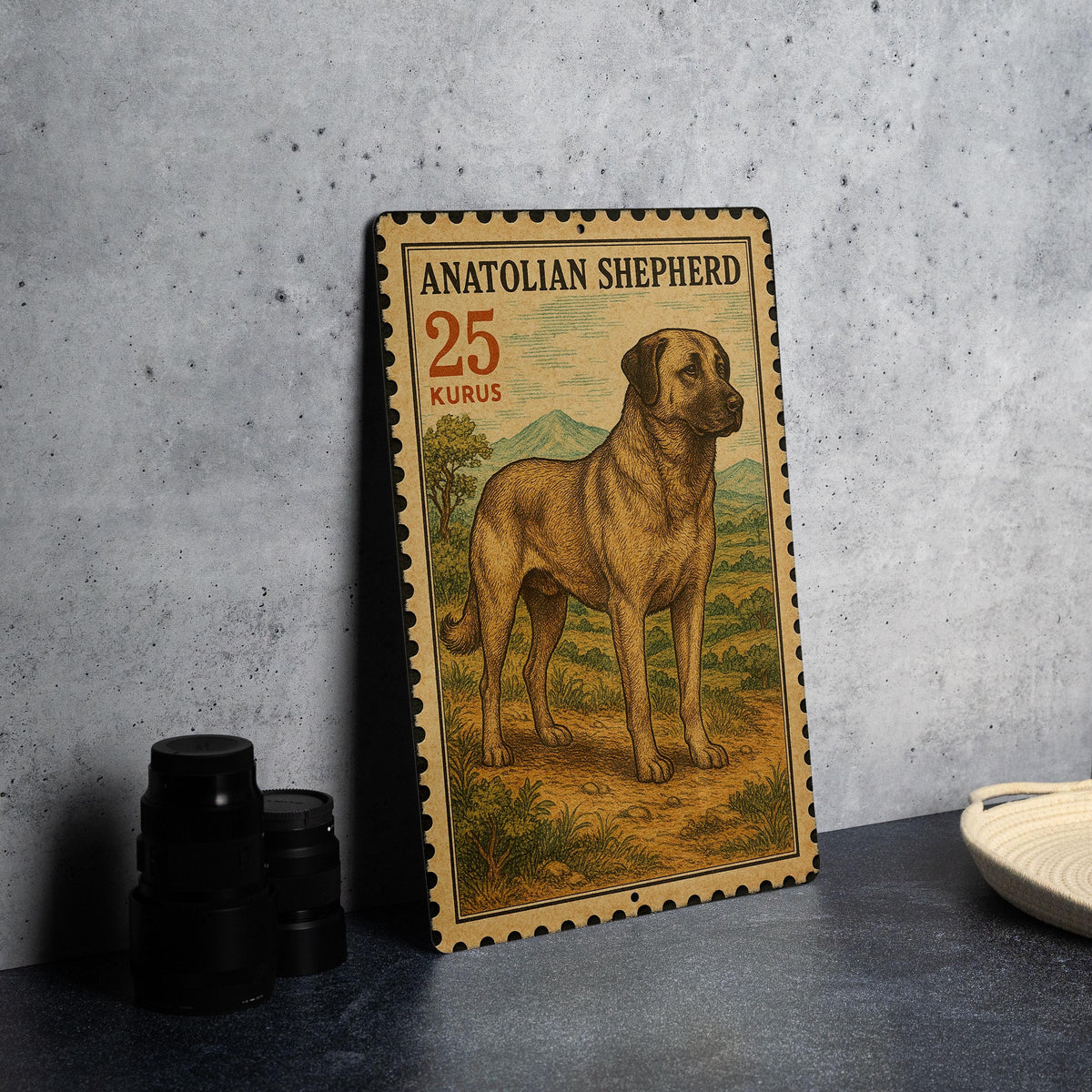 Anatolian Shepherd Dog Vintage Stamp Style Metal Sign, Livestock Guardian Dog Decor, Farmhouse Ranch Wall Plaque, Gift for Dog Lovers — photo 4