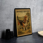 Vintage Stamp Style Basset Hound Tricolor Metal Sign, Basset Hound Dog Decor, Pet Lover Gift, Dog Wall Sign — photo 4