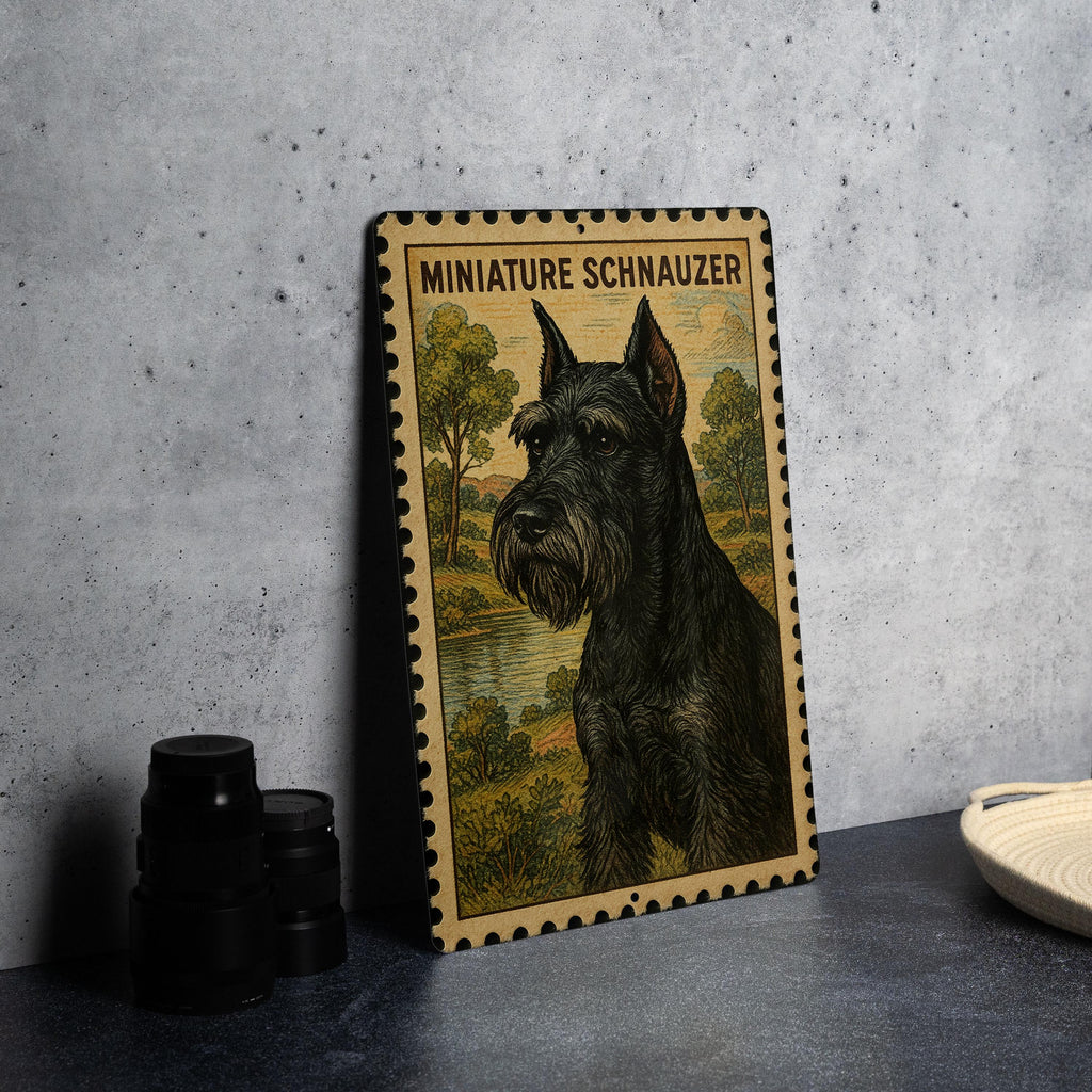 Miniature Schnauzer Vintage Stamp Style Metal Sign, Schnauzer Dog Wall Decor, Pet Lover Gift, Dog Breed Sign — photo 4