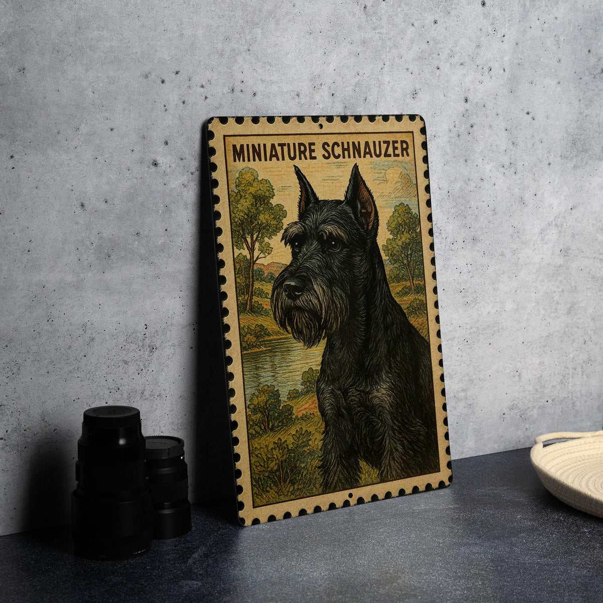 Miniature Schnauzer Vintage Stamp Style Metal Sign, Schnauzer Dog Wall Decor, Pet Lover Gift, Dog Breed Sign — photo 4