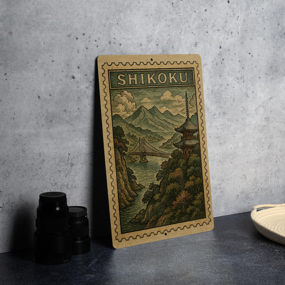 Shikoku Japan Vintage Stamp Style Metal Sign, Shikoku Island Travel Souvenir Decor, Japanese Map Landmark Wall Plaque — photo 4