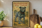 Vintage Stamp Style Staffordshire Bull Terrier Metal Sign, Staffy Dog Breed Decor Plaque, Terrier Lover Gift, Pet Wall Sign — photo 3