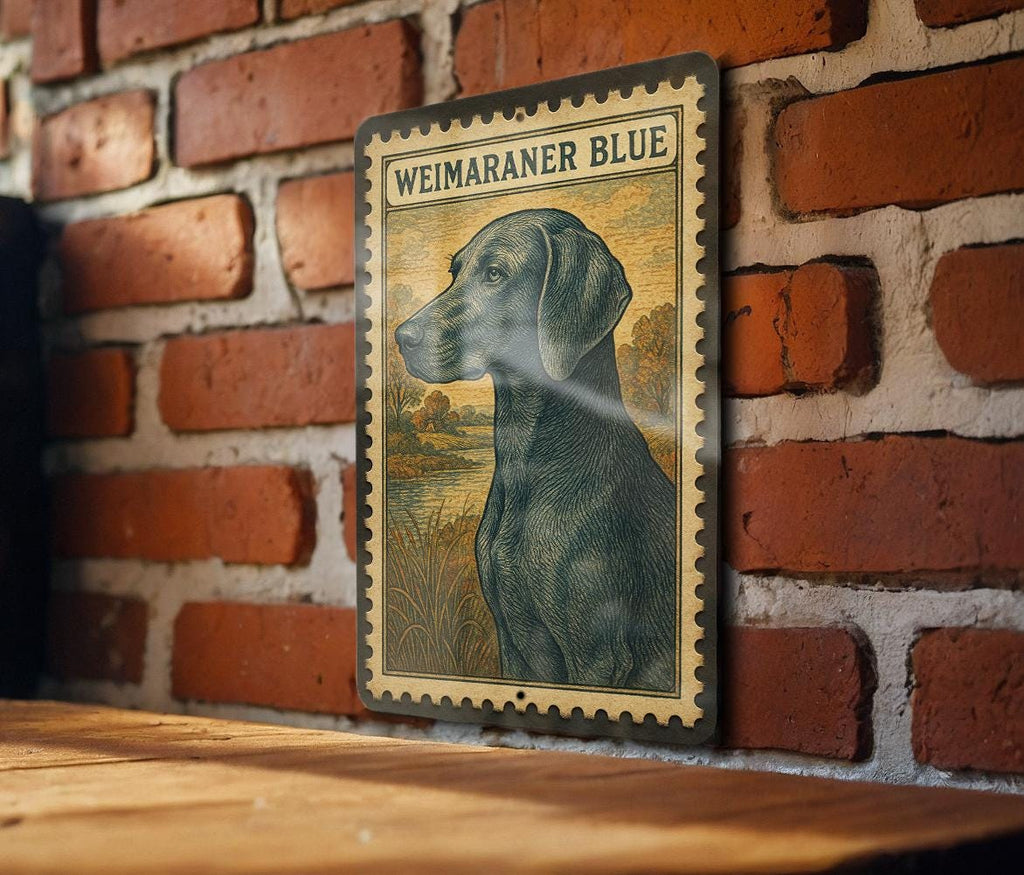 Weimaraner Dog Vintage Stamp Style Metal Sign, Weimaraner Breed Decor, Dog Lover Gift, Pet Memorial Plaque, Kennel Sign — photo 2