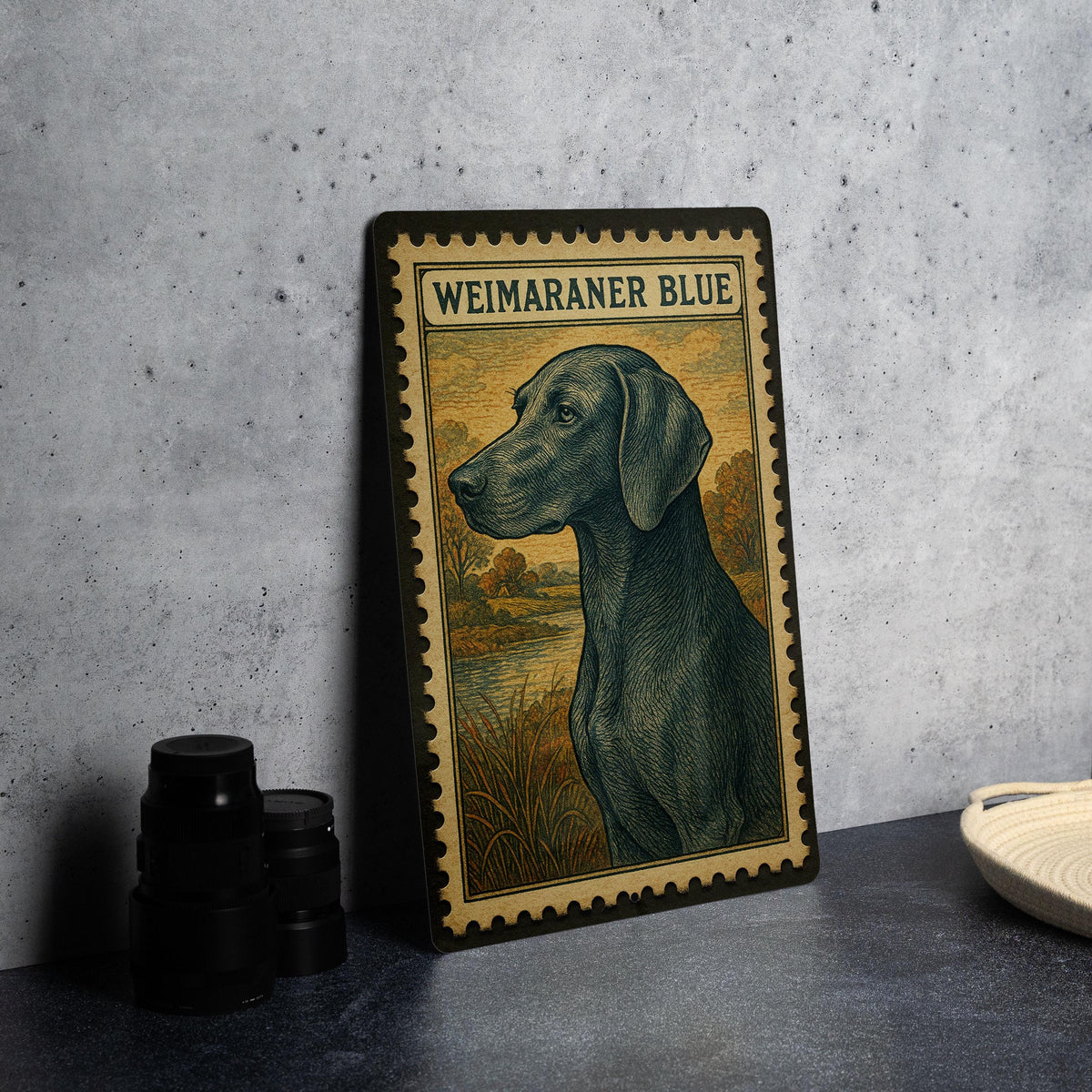 Weimaraner Dog Vintage Stamp Style Metal Sign, Weimaraner Breed Decor, Dog Lover Gift, Pet Memorial Plaque, Kennel Sign — photo 4