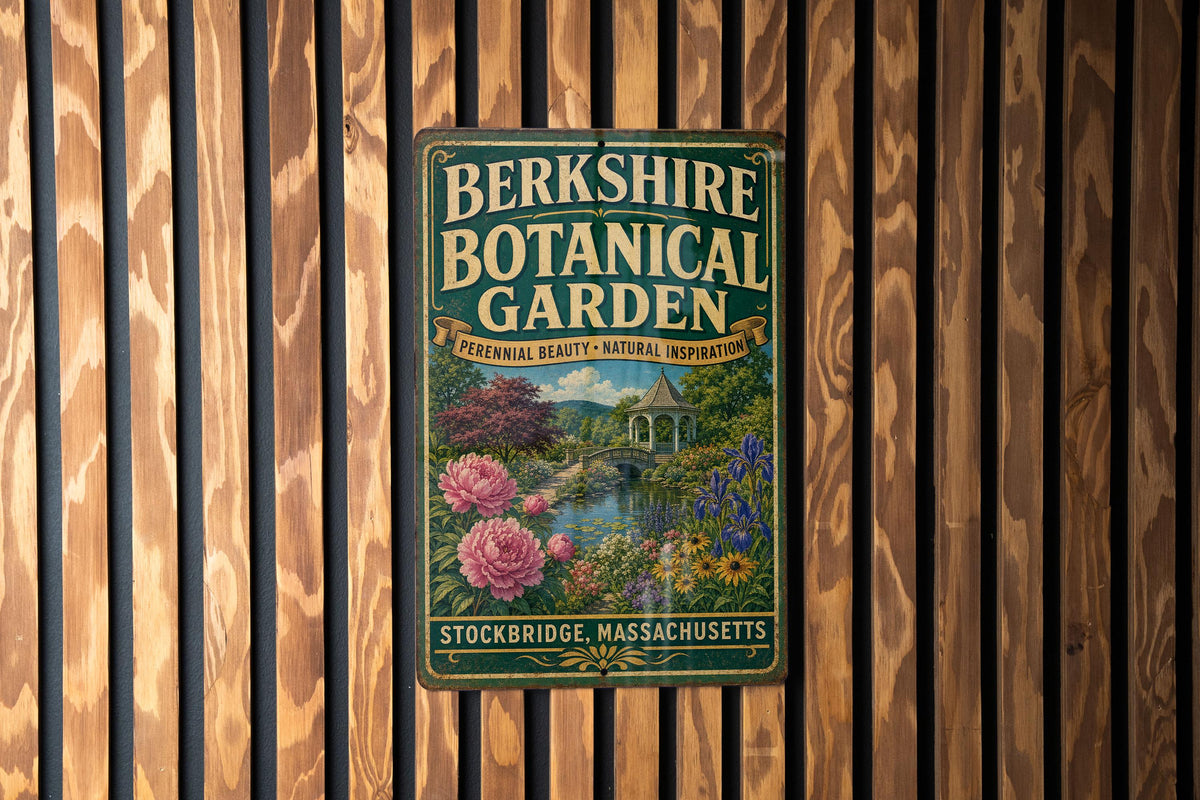 Vintage Berkshire Botanical Garden Massachusetts Metal Sign, Garden Landmark Decor, Berkshires MA Souvenir Wall Plaque — photo 1