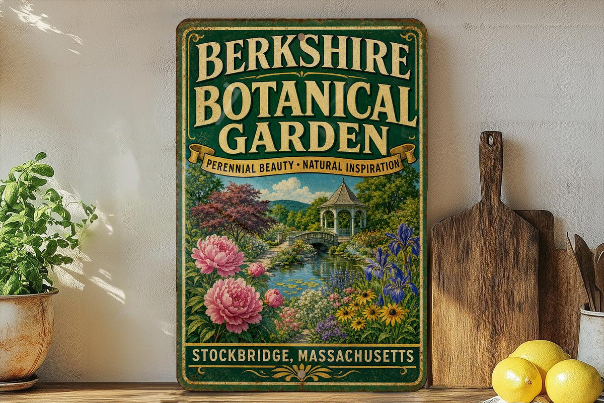 Vintage Berkshire Botanical Garden Massachusetts Metal Sign, Garden Landmark Decor, Berkshires MA Souvenir Wall Plaque — photo 2