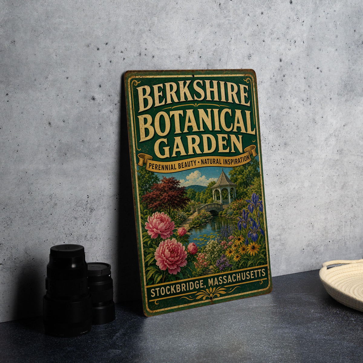 Vintage Berkshire Botanical Garden Massachusetts Metal Sign, Garden Landmark Decor, Berkshires MA Souvenir Wall Plaque — photo 4