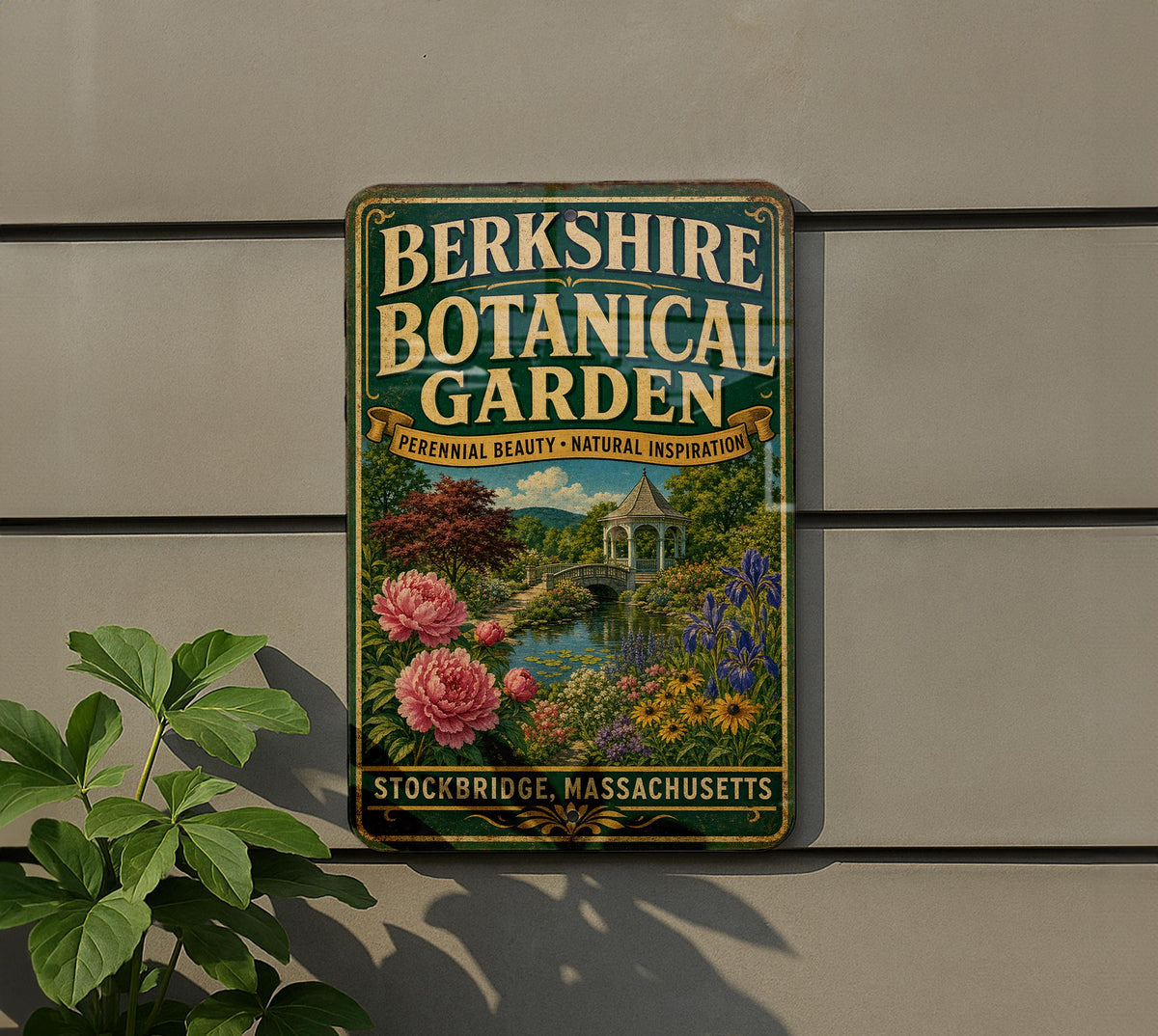 Vintage Berkshire Botanical Garden Massachusetts Metal Sign, Garden Landmark Decor, Berkshires MA Souvenir Wall Plaque — photo 5