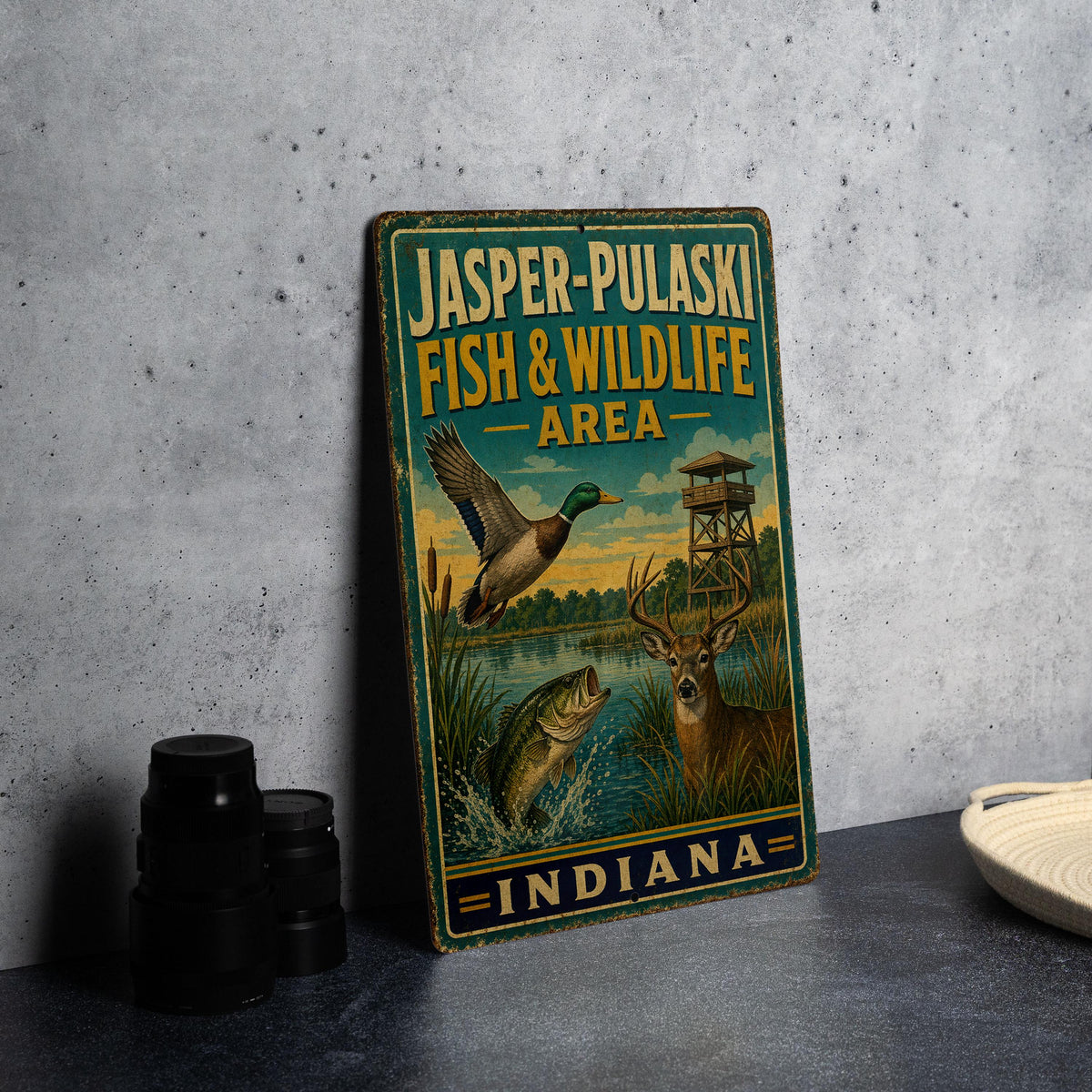 Jasper-Pulaski Fish and Wildlife Area Indiana Vintage Style Metal Sign, Indiana Wildlife Refuge Decor, Outdoor Nature Sign — photo 4
