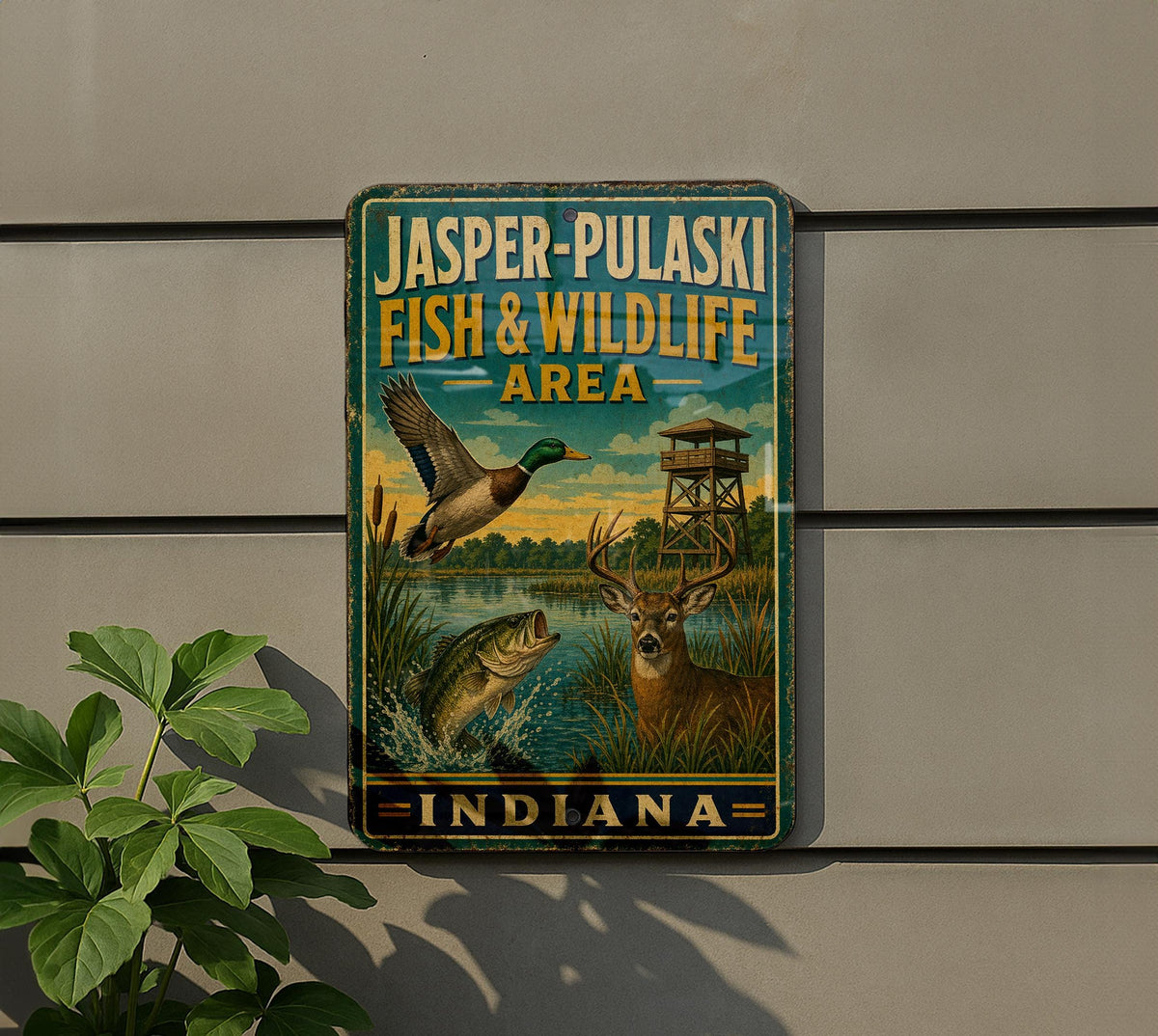 Jasper-Pulaski Fish and Wildlife Area Indiana Vintage Style Metal Sign, Indiana Wildlife Refuge Decor, Outdoor Nature Sign — photo 5
