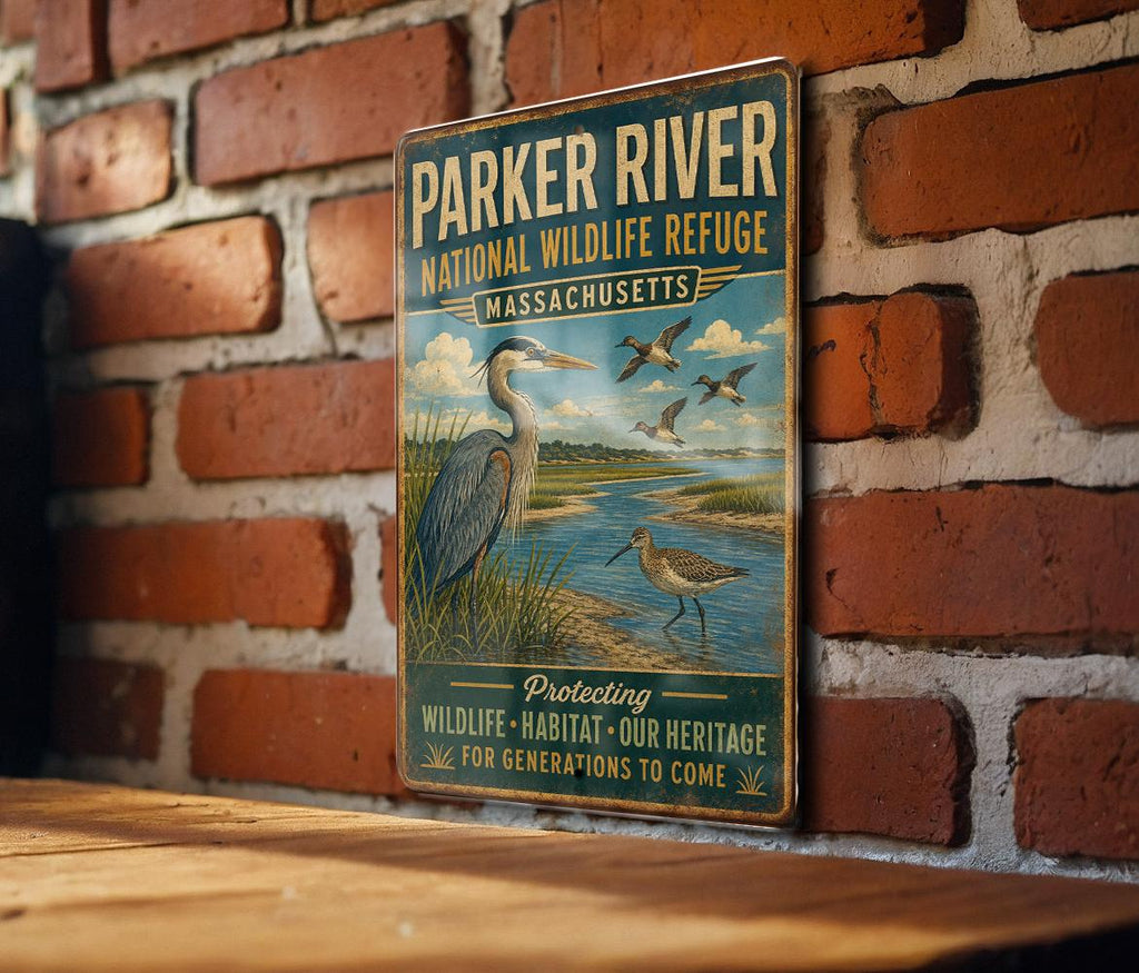 Parker River National Wildlife Refuge Massachusetts Vintage Style Metal Sign Coastal Wildlife Refuge Decor Gift — photo 1