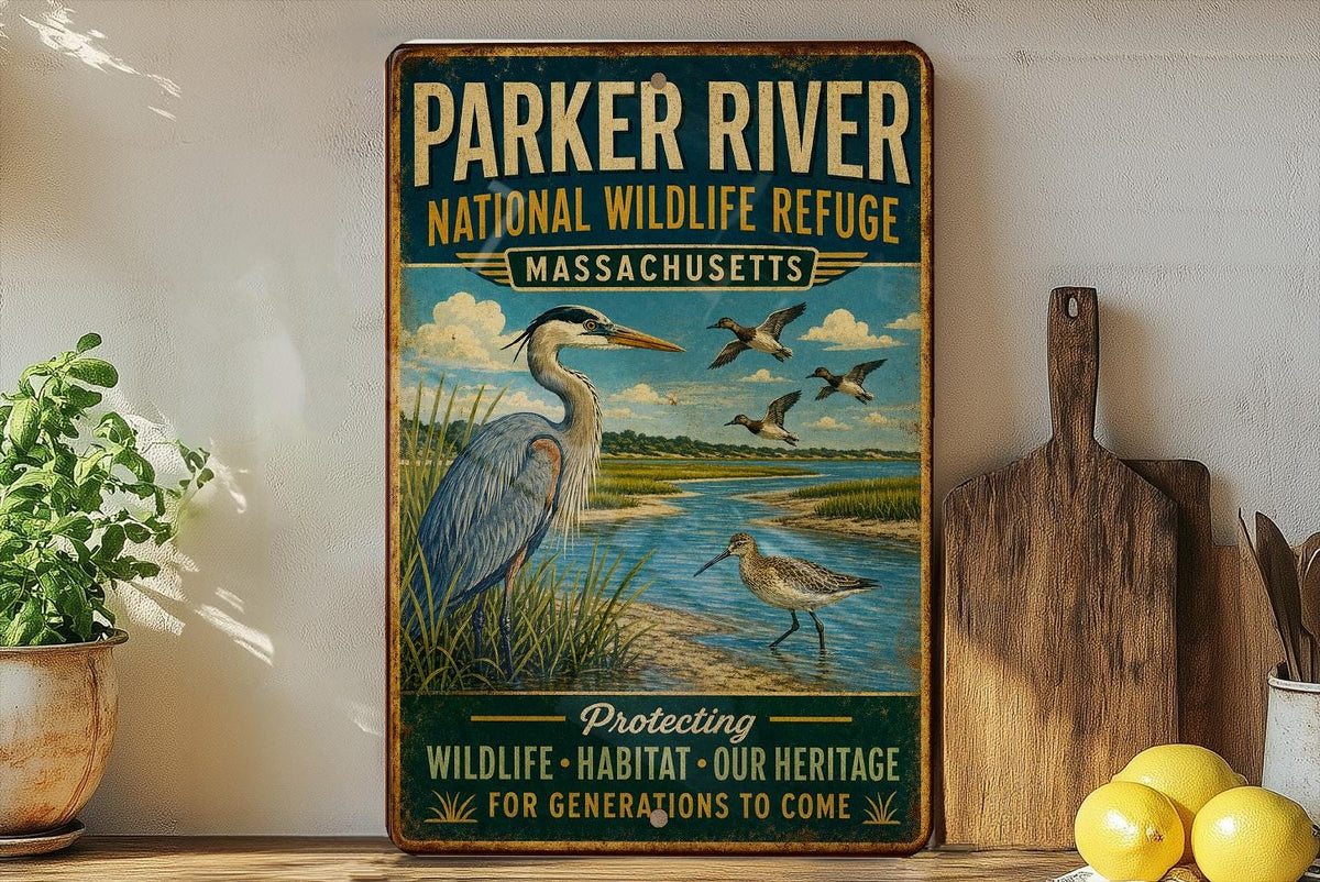 Parker River National Wildlife Refuge Massachusetts Vintage Style Metal Sign Coastal Wildlife Refuge Decor Gift — photo 3