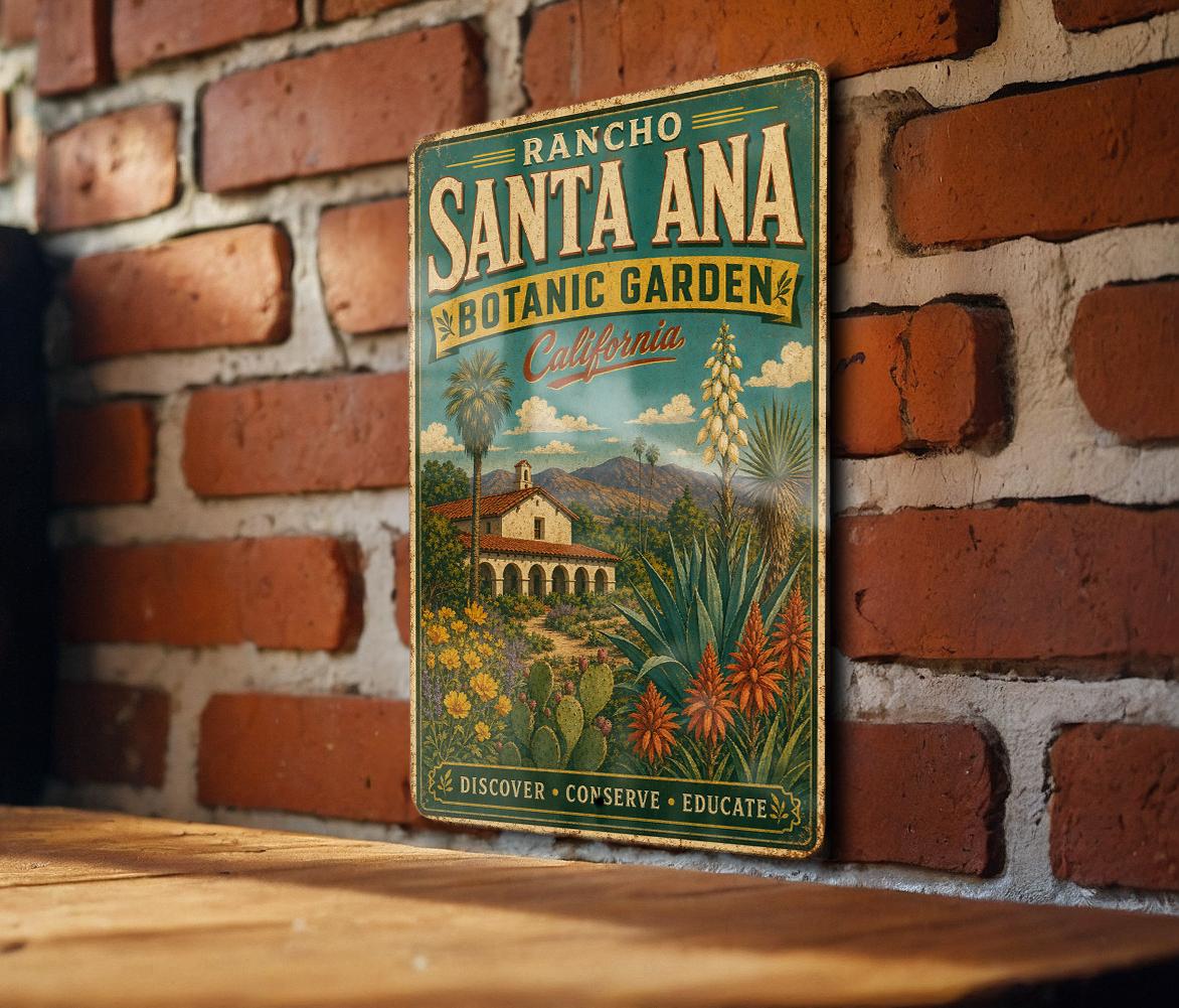 Rancho Santa Ana Botanic Garden California Vintage Style Metal Sign, Botanical Garden Souvenir Decor, Rancho Santa Ana Garden Sign — photo 3