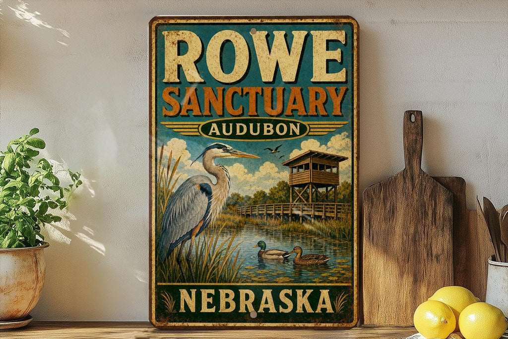 Rowe Sanctuary Audubon Nebraska Vintage Style Metal Sign, Bird Sanctuary Nature Reserve Decor, Nebraska Wildlife Gift — photo 3