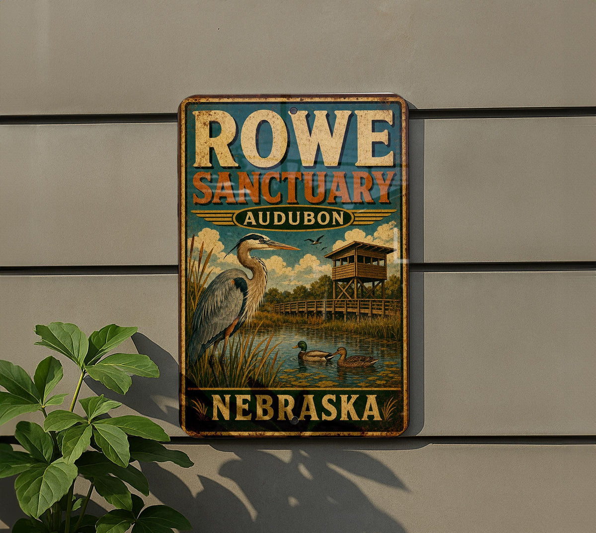 Rowe Sanctuary Audubon Nebraska Vintage Style Metal Sign, Bird Sanctuary Nature Reserve Decor, Nebraska Wildlife Gift — photo 5