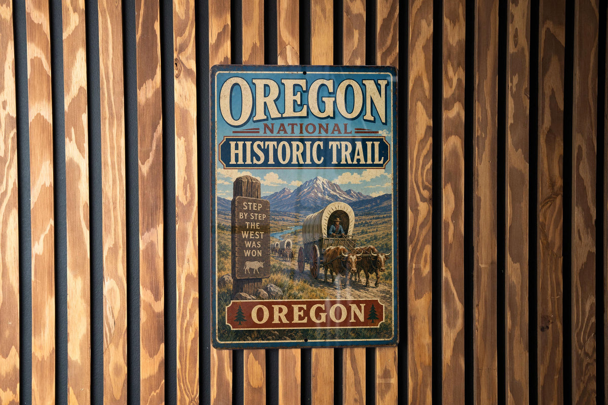 Oregon National Historic Trail Metal Sign, Vintage Oregon Trail Landmark Decor, Historic Route Wall Plaque, Oregon Travel Souvenir Sign — photo 2