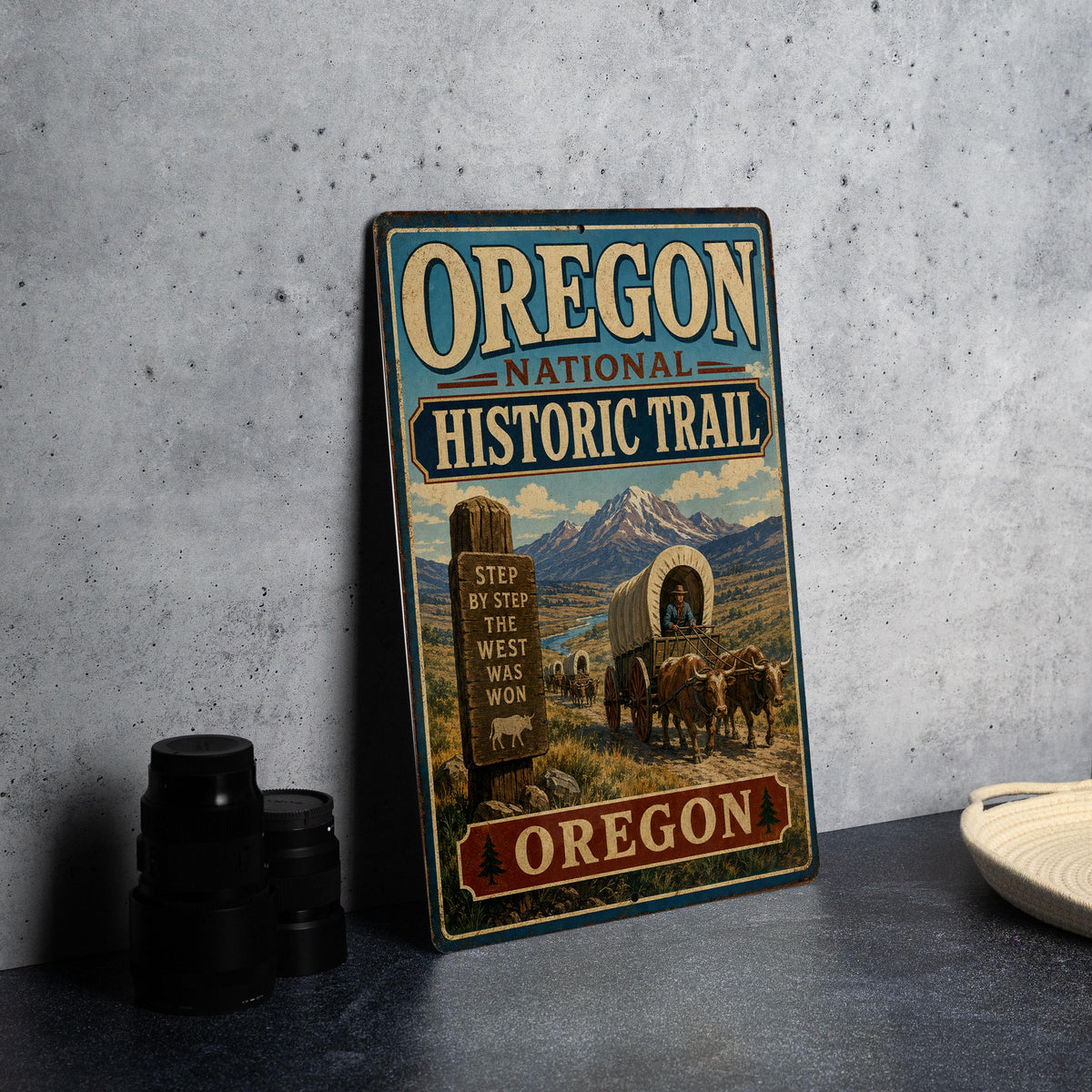 Oregon National Historic Trail Metal Sign, Vintage Oregon Trail Landmark Decor, Historic Route Wall Plaque, Oregon Travel Souvenir Sign — photo 4