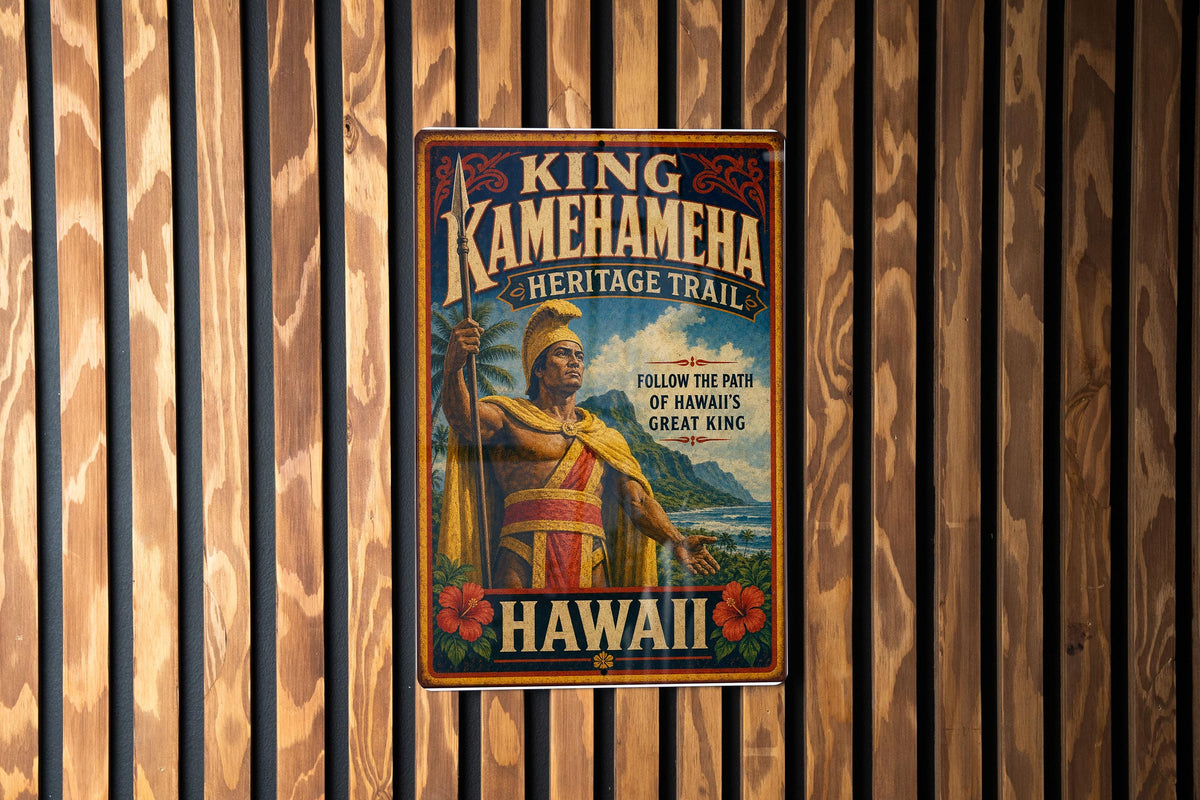 Vintage Style King Kamehameha Heritage Trail Hawaii Metal Sign, Hawaiian History Landmark Decor, Island Souvenir Gift — photo 1