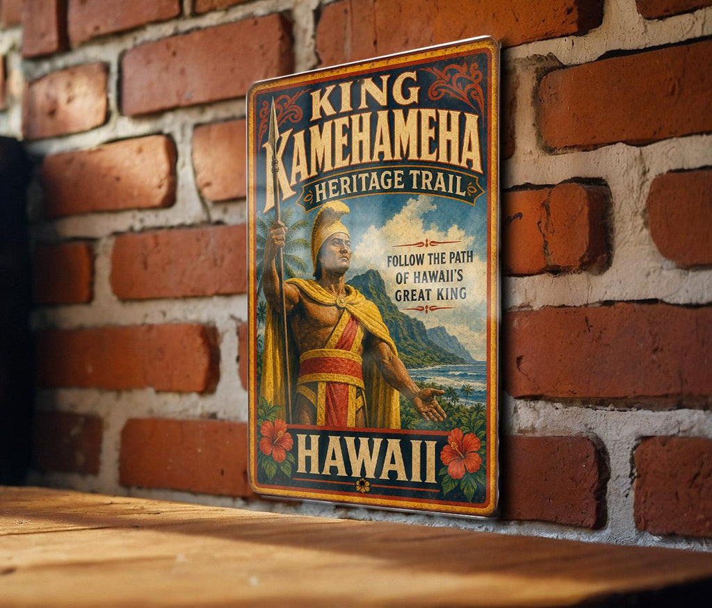 Vintage Style King Kamehameha Heritage Trail Hawaii Metal Sign, Hawaiian History Landmark Decor, Island Souvenir Gift — photo 3