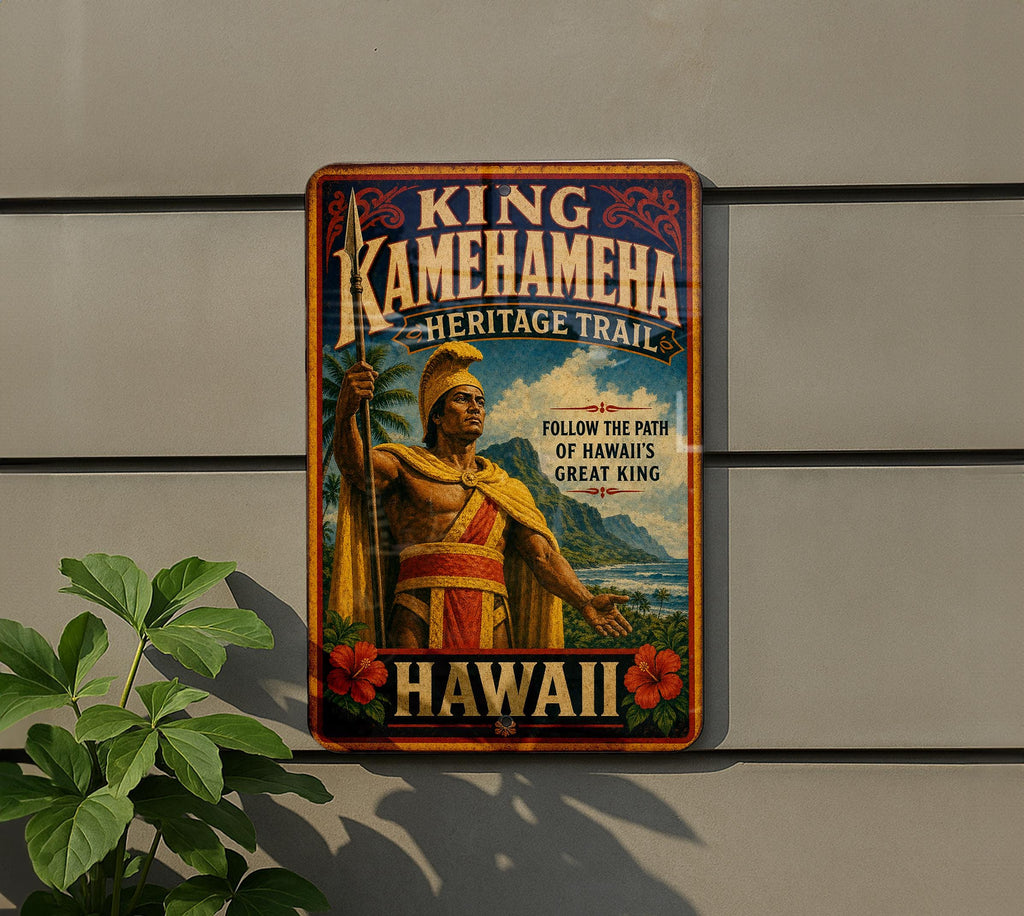 Vintage Style King Kamehameha Heritage Trail Hawaii Metal Sign, Hawaiian History Landmark Decor, Island Souvenir Gift — photo 5