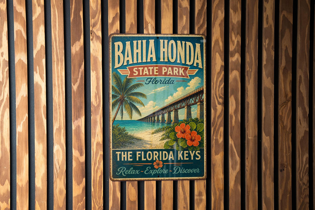 Bahia Honda State Park Florida Vintage Style Metal Sign, Florida Keys Souvenir Wall Decor, Beach Camping Travel Gift — photo 2