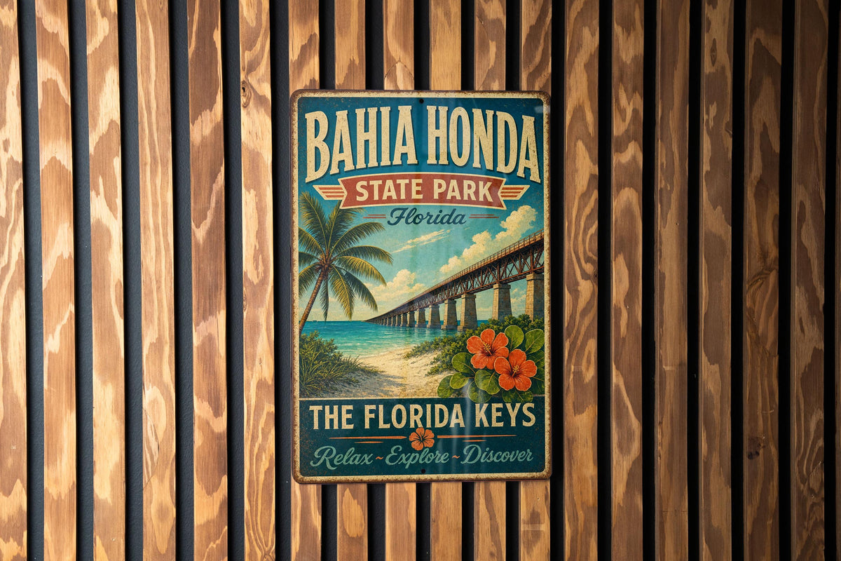 Bahia Honda State Park Florida Vintage Style Metal Sign, Florida Keys Souvenir Wall Decor, Beach Camping Travel Gift — photo 2