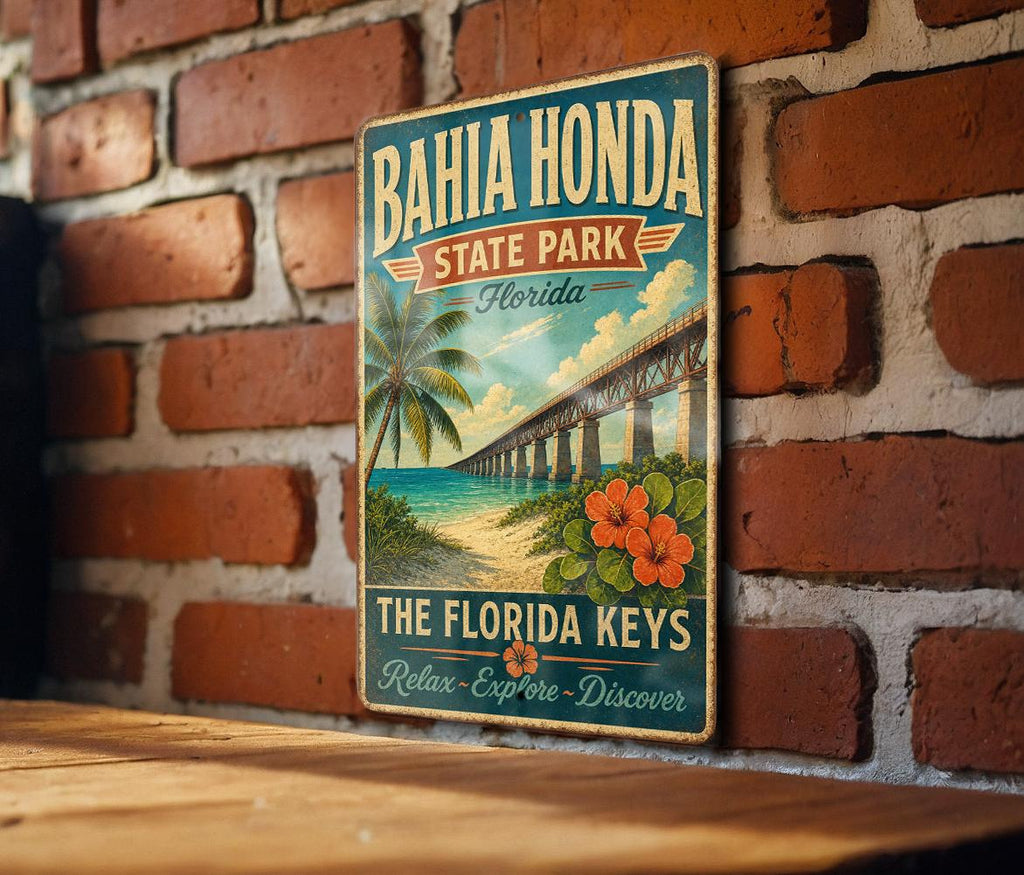 Bahia Honda State Park Florida Vintage Style Metal Sign, Florida Keys Souvenir Wall Decor, Beach Camping Travel Gift — photo 3