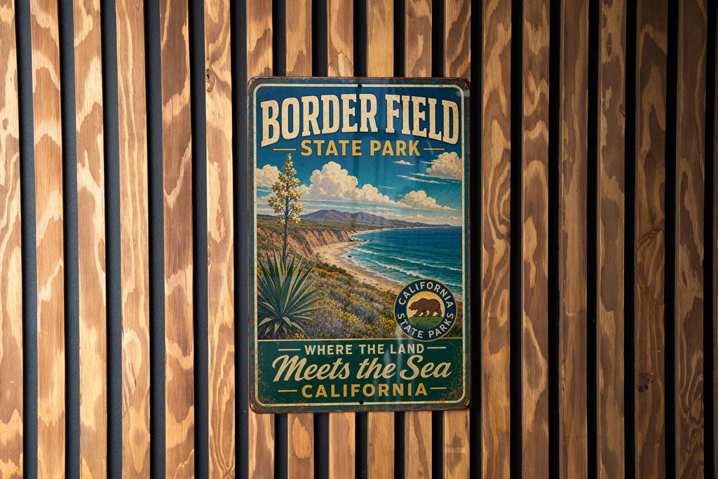 Vintage Border Field State Park California Metal Sign, San Diego Coastal Park Souvenir Plaque, Outdoor Recreation Decor — photo 1