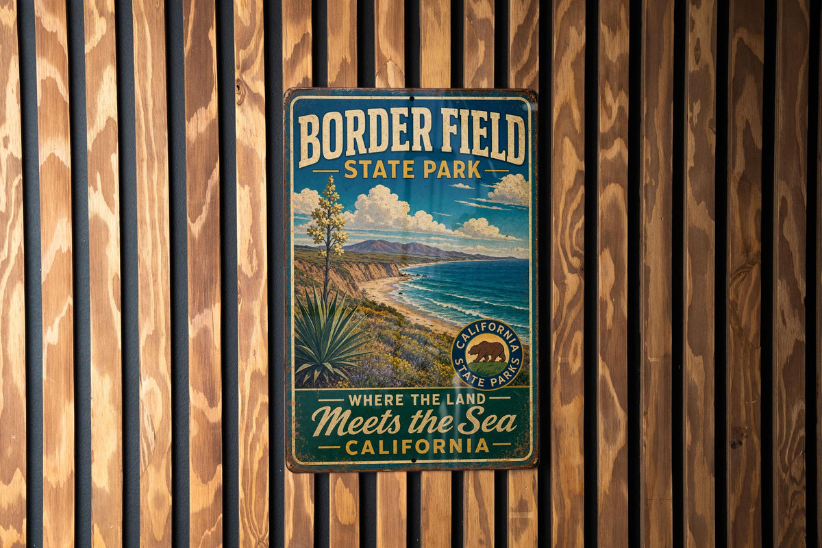 Vintage Border Field State Park California Metal Sign, San Diego Coastal Park Souvenir Plaque, Outdoor Recreation Decor — photo 1