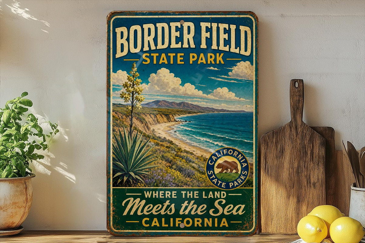 Vintage Border Field State Park California Metal Sign, San Diego Coastal Park Souvenir Plaque, Outdoor Recreation Decor — photo 3