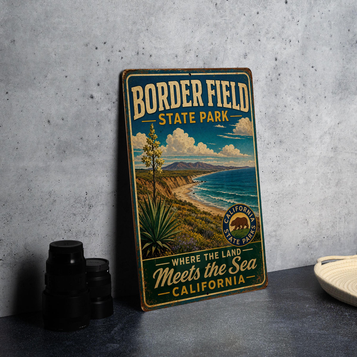 Vintage Border Field State Park California Metal Sign, San Diego Coastal Park Souvenir Plaque, Outdoor Recreation Decor — photo 4