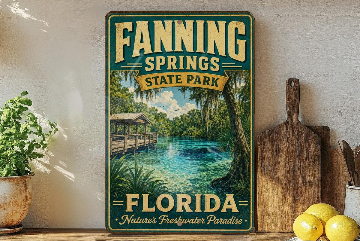 Fanning Springs State Park Florida Vintage Style Metal Sign, Nature Park Souvenir Wall Decor, Travel Landmark Sign — photo 1
