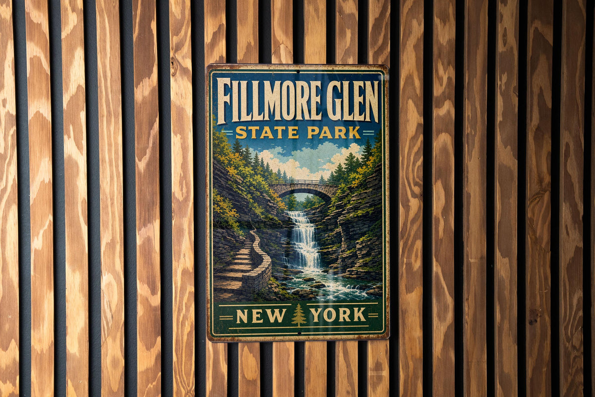 Fillmore Glen State Park New York Vintage Style Metal Sign, Finger Lakes Park Souvenir Plaque, Outdoor Adventure Decor — photo 1