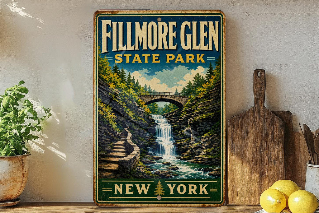 Fillmore Glen State Park New York Vintage Style Metal Sign, Finger Lakes Park Souvenir Plaque, Outdoor Adventure Decor — photo 2