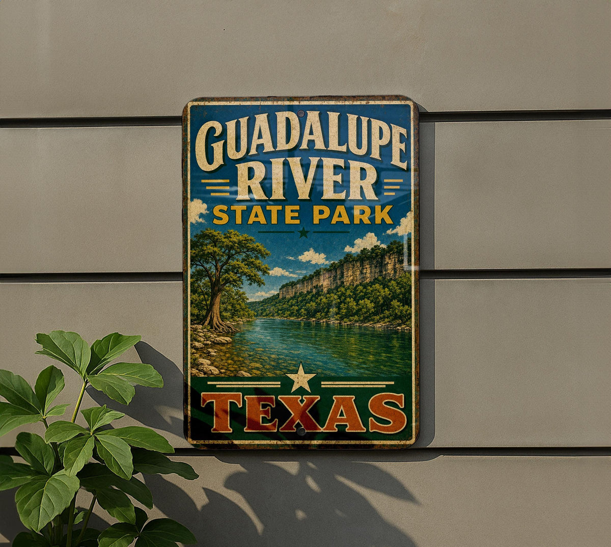 Guadalupe River State Park Texas Vintage Style Metal Sign, Hill Country Park Decor, Rustic Cabin Lake House Wall Sign — photo 5