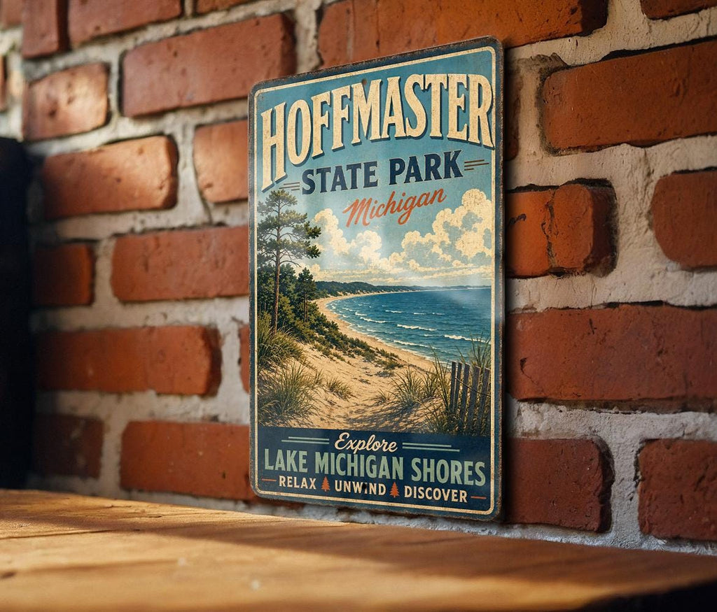 Hoffmaster State Park Michigan Vintage Style Metal Sign, Lake Michigan Dunes Outdoor Adventure Camp Decor Gift — photo 2