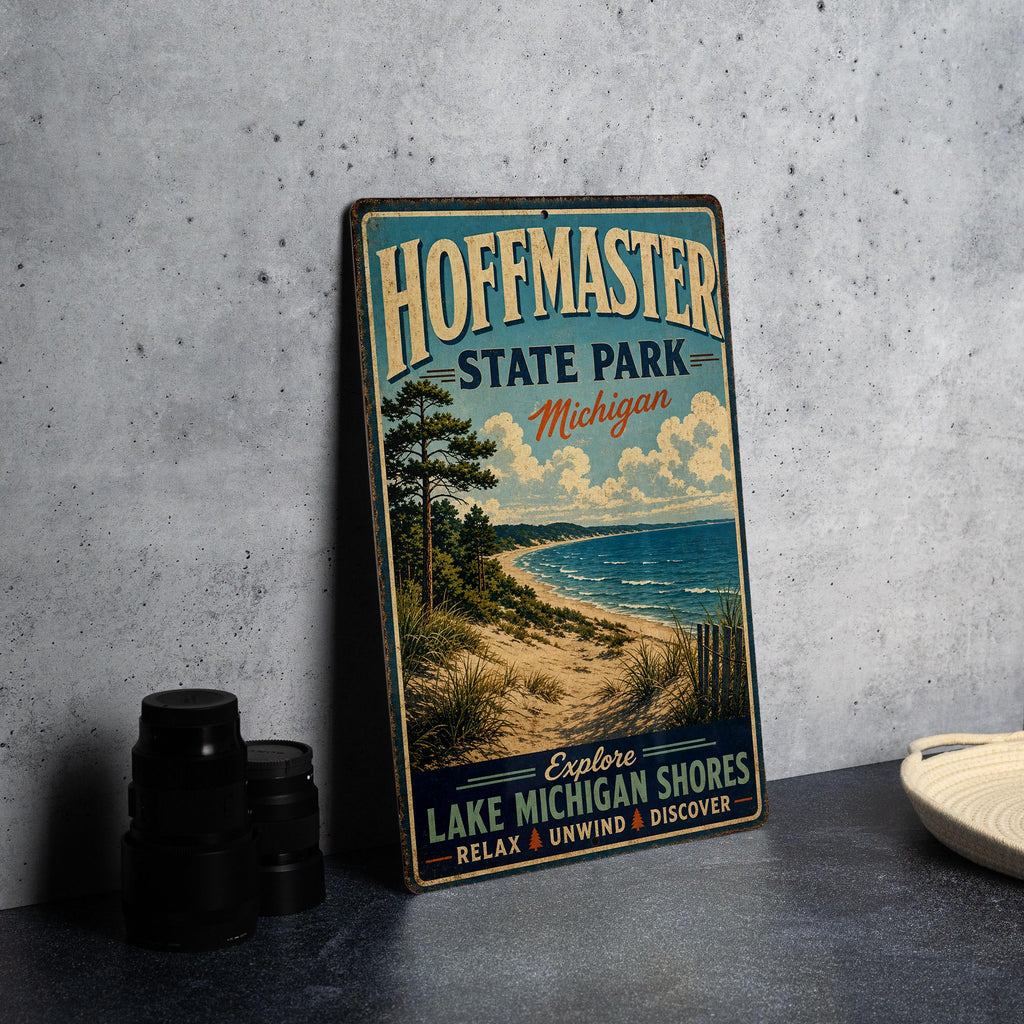 Hoffmaster State Park Michigan Vintage Style Metal Sign, Lake Michigan Dunes Outdoor Adventure Camp Decor Gift — photo 4