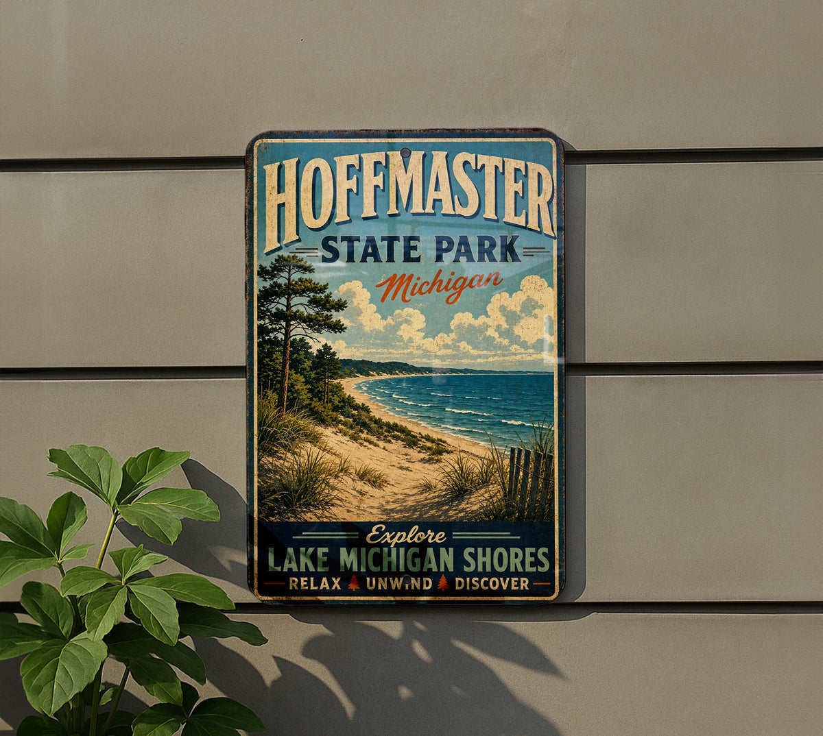 Hoffmaster State Park Michigan Vintage Style Metal Sign, Lake Michigan Dunes Outdoor Adventure Camp Decor Gift — photo 5