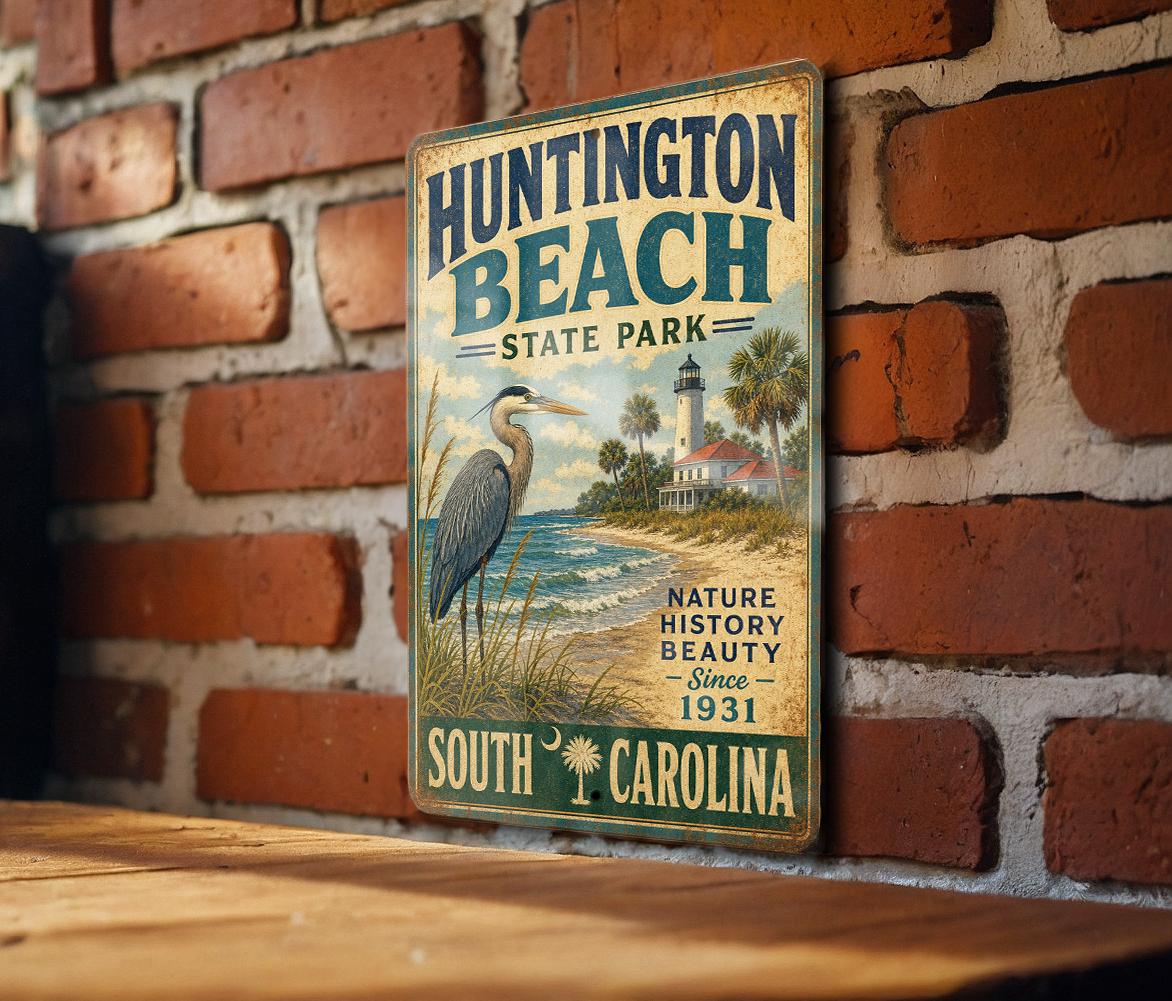 Huntington Beach State Park South Carolina Vintage Metal Sign, Coastal Beach Nature Decor, SC State Park Souvenir Plaque — photo 1