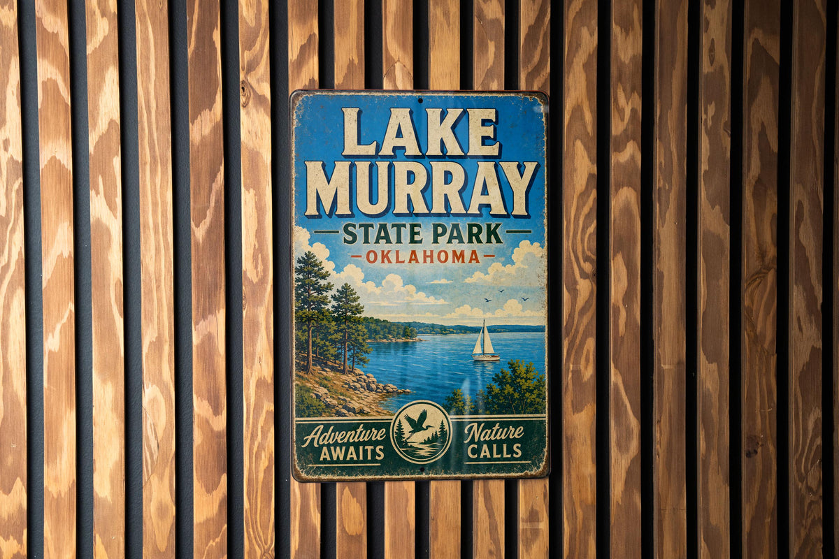 Lake Murray State Park Oklahoma Vintage Style Metal Sign, Travel Souvenir Wall Decor, Outdoor Recreation Cabin Lake House Sign — photo 2