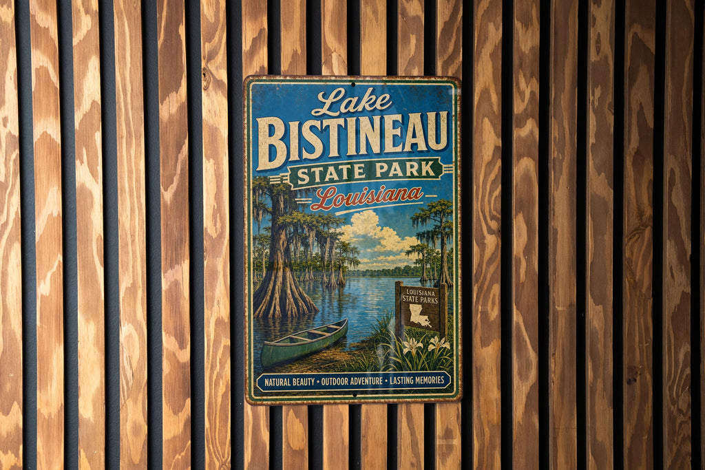 Lake Bistineau State Park Louisiana Vintage Style Metal Sign, Lake Bistineau Wall Decor, Louisiana State Park Sign — photo 1